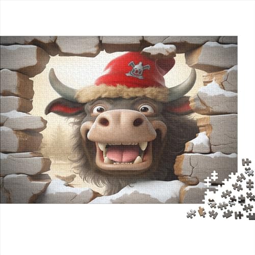 Cute Kuh 300 Teile Jigsaw Puzzles Für Erwachsene Schwieriges Schweres AI Animals Jigsaw Puzzle Für Frauen Männer Premium Präzise Interlocking Herausforderndes Spiel Lernspiel 300pcs (40x28cm) von LYCREW