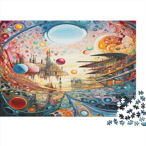 Seifenblasen-Stadt Puzzle Erwachsenenpuzzle Farbenfrohes AI Design 300 Teile Puzzle Für Erwachsene Ab 14 Jahren 300pcs (40x28cm) von LYCREW