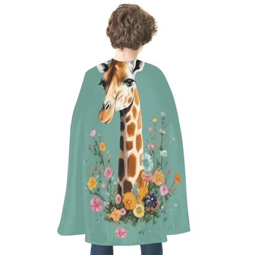 LYDSKGEQ Halloween-Umhang, Hexenumhang, Unisex, Weihnachtsumhang, Cosplay-Kostüme, Erwachsene, Giraffe mit Blumendruck, Umhang von LYDSKGEQ