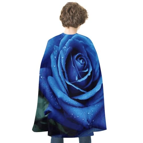 LYDSKGEQ Halloween-Umhang, Hexenumhang, Unisex, Weihnachtsumhang, Cosplay-Kostüme, Erwachsene, romantischer blauer Rosen-Druck, Umhang von LYDSKGEQ