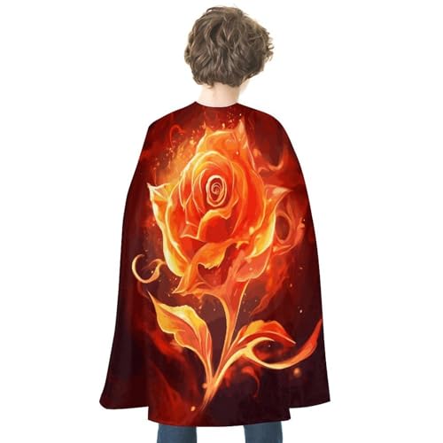 LYDSKGEQ Halloween-Umhang, Hexenumhang, Unisex, Weihnachtsumhang, Cosplay-Kostüme, für Erwachsene, Flammenrosen-Druck, Umhang von LYDSKGEQ