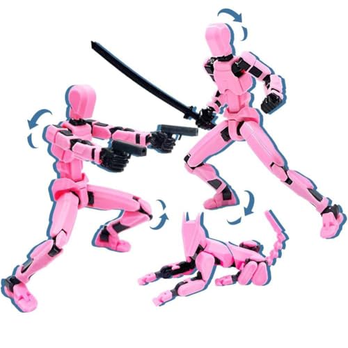 LYEAA 13 3D gedruckte Actionfigur mit Robo Dog Actionfigur Dummy (Pink Black) von LYEAA