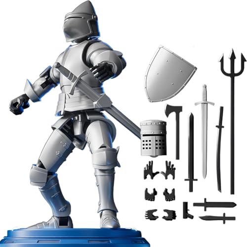 LYEAA 3D-gedruckte mittelalterliche Ritter-Actionfiguren, magnetische Ganzkörper-mechanische bewegliche Spielzeugritter mit Armen und Schild, Zappelspielzeug, Kriegerspielzeug, Schreibtischd von LYEAA