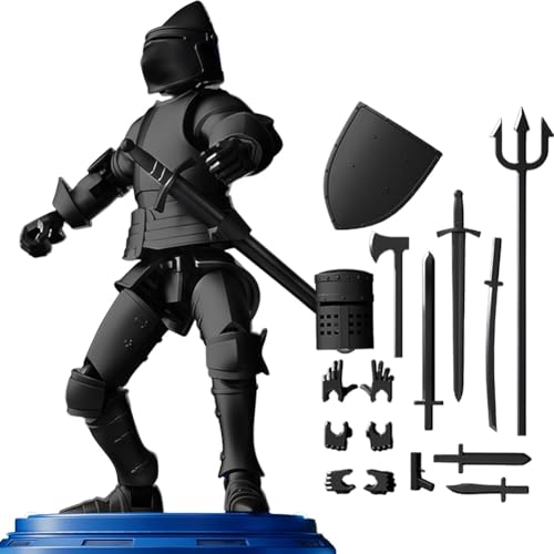 LYEAA 3D-gedruckte mittelalterliche Ritter-Actionfiguren, magnetische Ganzkörper-mechanische bewegliche Spielzeugritter mit Armen und Schild, Zappelspielzeug, Kriegerspielzeug, Schreibtischd von LYEAA