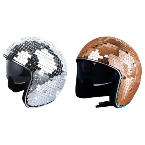 LYEAA Classic Disco -Ballhelm mit einziehbarem Visier for Partysereignisse Spiegelte Disco -Ballhelm von LYEAA