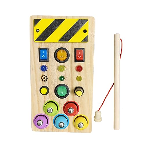 LYEAA Hölzernes Beschäftigungsbrett, Montessori-Spielzeug, sensorisches Holzspielzeug, kein giftiger Griff, Schalter, Beschäftigungslicht, kreatives Design für Jungen und Mädchen von LYEAA