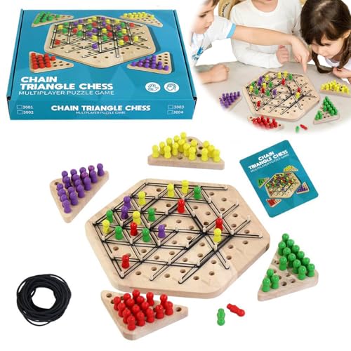 LYEAA Ketten-Dreieck-Spiel, Triggle-Gummiband-Spielset, interaktiver Spielspaß, Familien-Puzzle-Strategiespiel for Kinder und Erwachsene, Triggle-Brettspiele von LYEAA