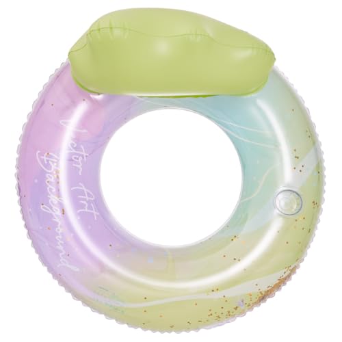 LYEAA Regenbogen-Pailletten-aufblasbarer Schwimmring mit Getränkehalter – auslaufsicherer Pool-Floatie for Solo-Sommerspaß von LYEAA