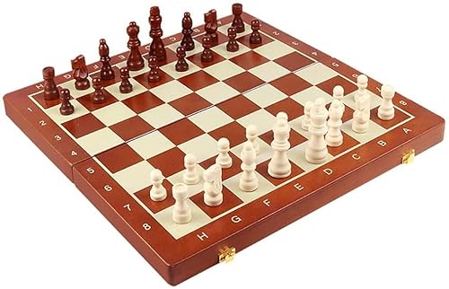 Exquisites Schach, magnetisches Schachspiel aus Holz, tragbares Schachspiel, faltbares Schachbrett mit Aufbewahrungsfächern für Schachfiguren von LYFDPN