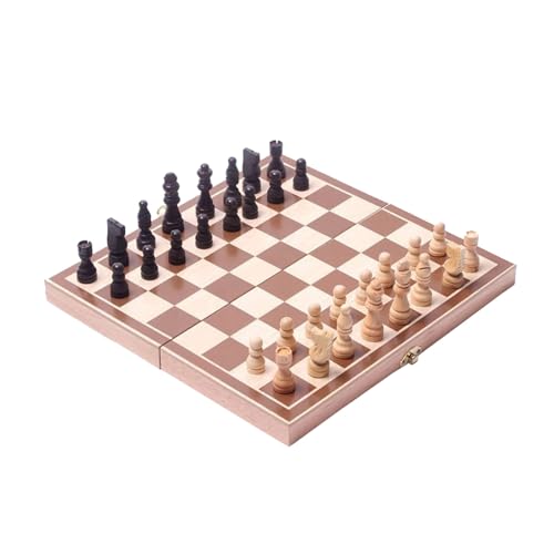 Holzset, zusammenklappbares Schachspiel, tragbare Reise-Schachbrettspiele mit Schachfiguren und Aufbewahrungsbox für Unterhaltung/Schachspiel von LYFDPN