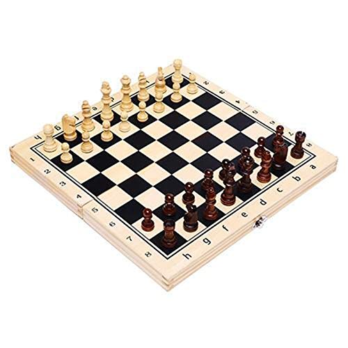 Internationales Schachspiel, zusammenklappbares Schachspiel aus Holz mit gefilztem Spielbrett-Interieur zur Aufbewahrung, großes Schachbrett für Erwachsene, Kinder, Anfänger (29 * 29cm) von LYFDPN
