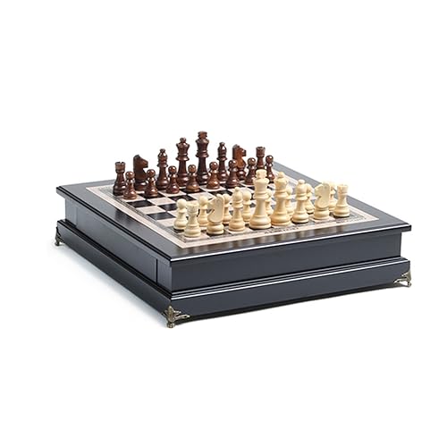 Professionelles Schachspiel, Holzschachspiel, großes tragbares Schachbrettset mit Schachfiguren und Aufbewahrungsfächern für Spiele von LYFDPN