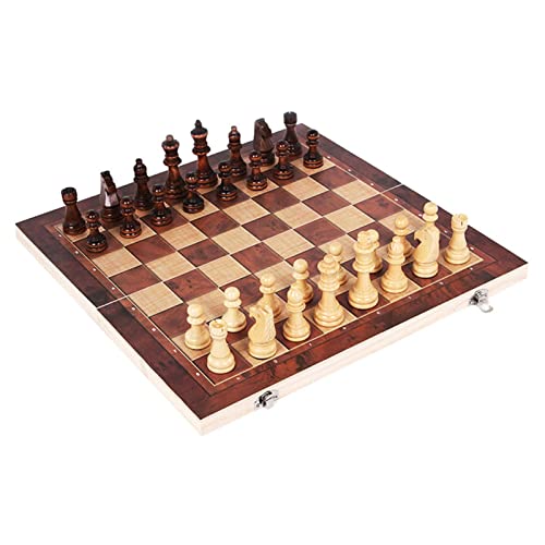 Schach Backgammon Checkers 3 in 1 Holzschachspiel Reiseschachspiel Holzschachbrett und Holzschachfigureninternational (24cm) von LYFDPN