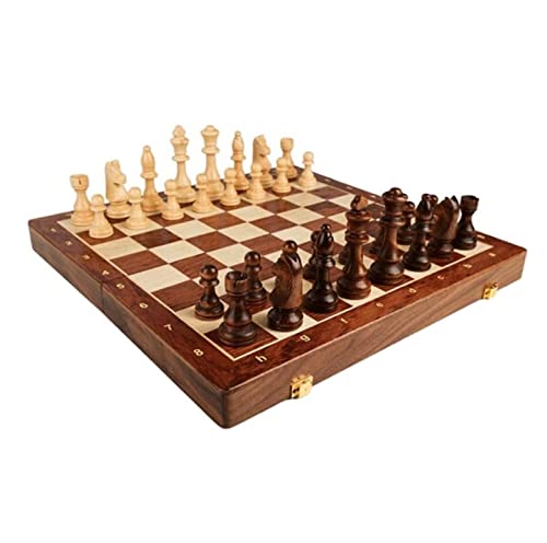 Schach-Set, zusammenklappbares Schachbrett-Set aus Holz, Aufbewahrung für Figuren, tragbares Schachbrett aus Holz, Reise-Schach-Set, internationales Schach von LYFDPN