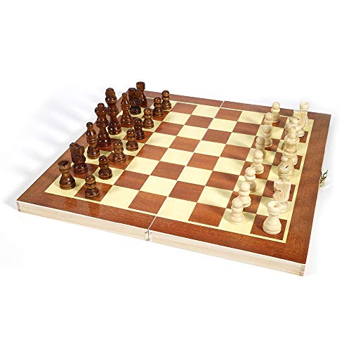 Schach-Set aus Holz, internationales Klappschachbrett, Holzschachspiel, Backgammon-Spaziergang, Unterhaltung, englische Version, Schach von LYFDPN