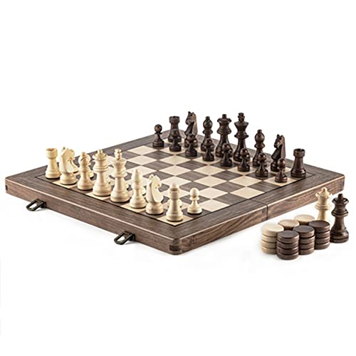 Schachbrett aus Holz, Premium-große Schachspiele, zusammenklappbar, tragbar, internationales Schachspiel, Familientisch, internationales Schach von LYFDPN