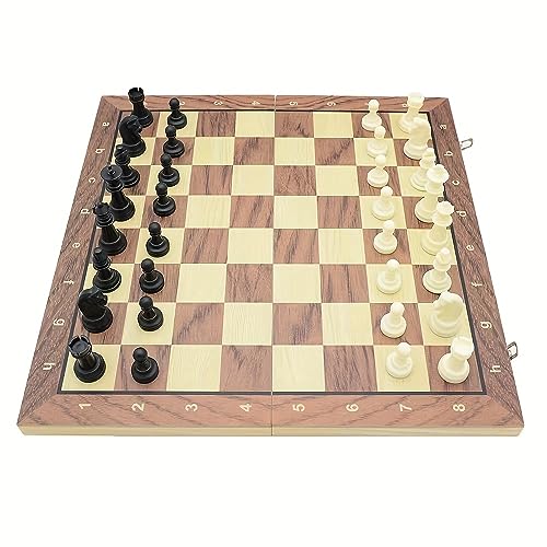 Schachspiel, klappbares Massivholz-Schachbrett mit Schachfiguren-Aufbewahrungsfächern für Familienstrategie-Schachspiel (W2811 24cm) von LYFDPN