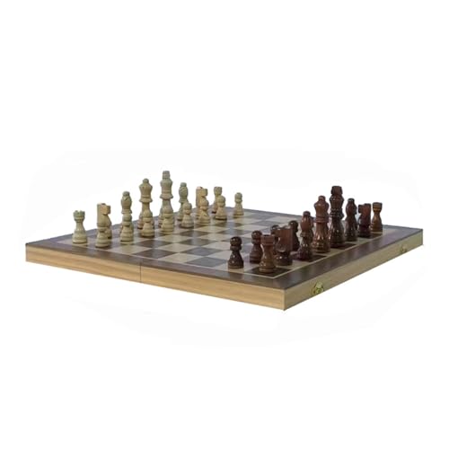 Schachspiel aus Holz, Schachspiel, klappbares Schachbrett mit Schachfiguren und Aufbewahrungsschlitz für Familienspiele von LYFDPN