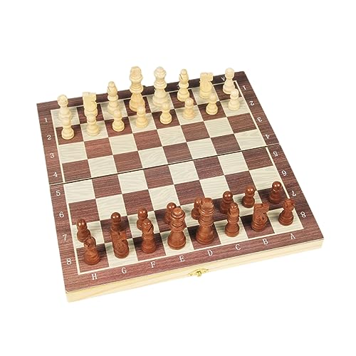 Set Holzschachspiel Tragbare Faltbare Schachbrettspielsets mit Holzschachfigur und Aufbewahrungsschlitzen/L von LYFDPN