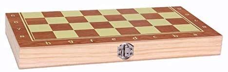 Tragbares Schachset aus Holz, zusammenklappbar, 3-in-1, internationales Holzset, Brettspiel, Reisespiele von LYFDPN