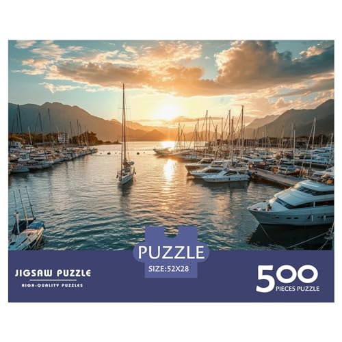 Belebter Hafen Puzzle 500 Pieces Nachhaltige Spiele Jigsaw Puzzle for Adults and Children from 14 Years，Premium Quality Jigsaw Puzzle in Panorama Format von LYJSMDAAA