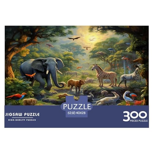 Dschungel-Tiere Puzzle 300 Pieces Nachhaltige Spiele Jigsaw Puzzle for Adults and Children from 14 Years，Premium Quality Jigsaw Puzzle in Panorama Format von LYJSMDAAA