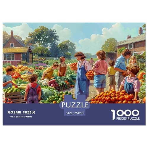 Ländlicher Markt Jigsaw Puzzle 1000 Pieces – Nachhaltige Spiele – Puzzle for Adults and Children from 14 Years，Premium Quality Jigsaw Puzzle in Panorama Format von LYJSMDAAA