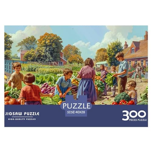 Ländlicher Markt Puzzle 300 Pieces - Nachhaltige Spiele - Jigsaw Puzzle for Adults and Children from 14 Years，Premium Quality Jigsaw Puzzle in Panorama Format von LYJSMDAAA