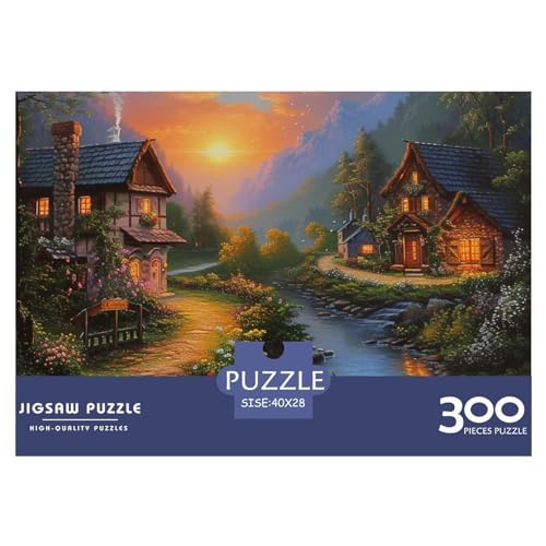 Landschaftsmalerei Puzzle 300 Pieces Nachhaltige Spiele Jigsaw Puzzle for Adults and Children from 14 Years，Premium Quality Jigsaw Puzzle in Panorama Format von LYJSMDAAA