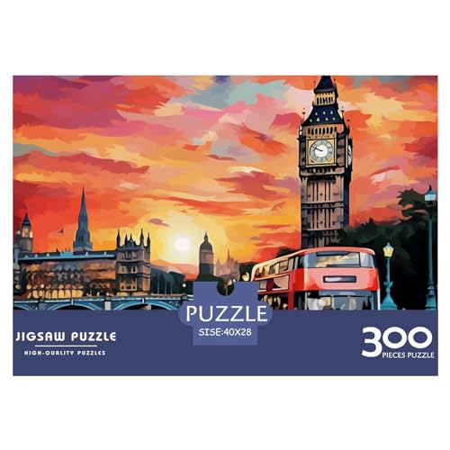 Londoner Stadtbild Puzzle 300 Pieces Nachhaltige Spiele Jigsaw Puzzle for Adults and Children from 14 Years，Premium Quality Jigsaw Puzzle in Panorama Format von LYJSMDAAA