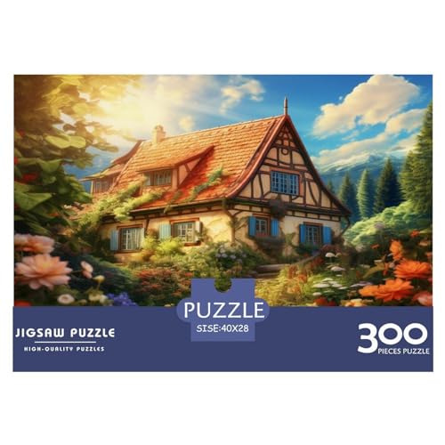 Mountain Village Häuschen Puzzle Nachhaltige Spiele 300 Pieces Puzzle for Adults and Children from 14 Years,Premium Quality Jigsaw Puzzle in Panorama Format von LYJSMDAAA