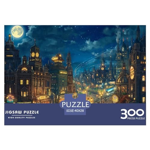 Nacht-Szenerie Jigsaw Puzzle 300 Pieces – Nachhaltige Spiele – Puzzle for Adults and Children from 14 Years，Premium Quality Jigsaw Puzzle in Panorama Format von LYJSMDAAA