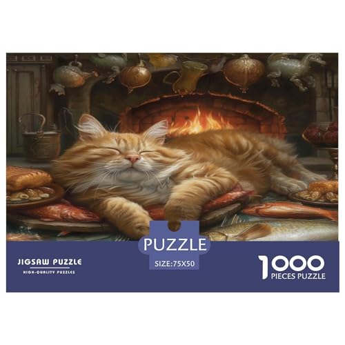 Niedliche KatzeJigsaw Puzzle, 1000 Pieces, Nachhaltige Spiele, Jigsaw Puzzle for Adults and Children Aged 14+，Premium Quality Jigsaw Puzzle in Panorama Format von LYJSMDAAA