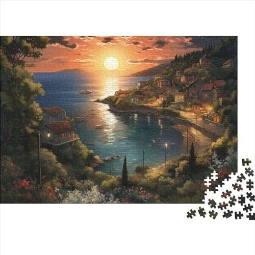 Sunset Over The Harbour Jigsaw Puzzle -Pädagogische Spiele- 1000 Piece Puzzle for Adults and Children from 14 Years -Premium Quality Jigsaw Puzzle in Panorama Format von LYJSMDAAA