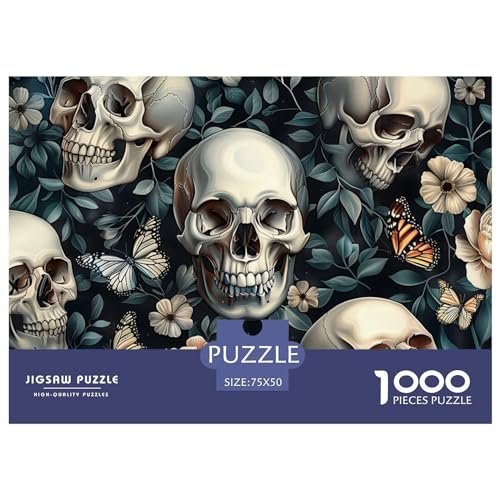 Totenkopf-Blume Puzzle Relieve Stress 1000 Pieces Puzzle for Adults and Children from 14 Years,Premium Quality Jigsaw Puzzle in Panorama Format von LYJSMDAAA