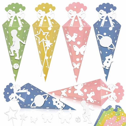 LYLIDIA Schultüte Klein 26cm, 12 Stück Zuckertüte Kleine Geschwister Schultüte zum Befüllen 4 Muster Geschwisterschultüte Bastelset für die Einschulung zum Schulanfang & Geschenkverpackung LYLIDIA Schultüte Klein 26cm, 12 Stück Zuckertüte Kleine Geschwister Schultüte zum Befüllen 4 Muster Geschwisterschultüte Bastelset für die Einschulung zum Schulanfang & Geschenkverpackung von LYLIDIA