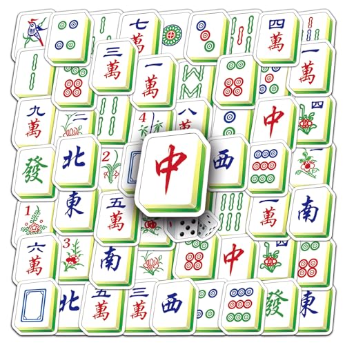 145 Stück Mahjong Aufkleber Wasserdicht Funny Mahjong Spiel Sticker für Wasserflaschen Laptop Skateboard Koffer Gepäck Scrapbook Auto,Vinyl Cartoon Trendige Aufkleber für Jugendliche Erwachsene von LYLSDSB