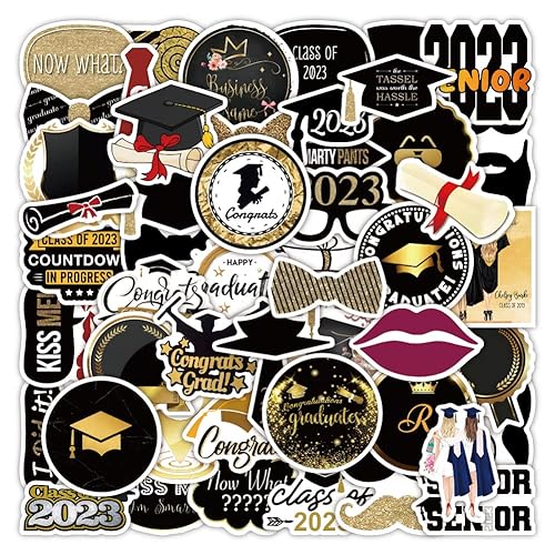 50 Stück Graduation Season Aufkleber Funny Cute Wasserdicht Graduation Theme Aufkleber für Laptop Skateboard Gepäck Auto Motorrad Gitarre Handy Telefon,Vinyl Aesthetic Decal für Kinder Erwachsene von LYLSDSB