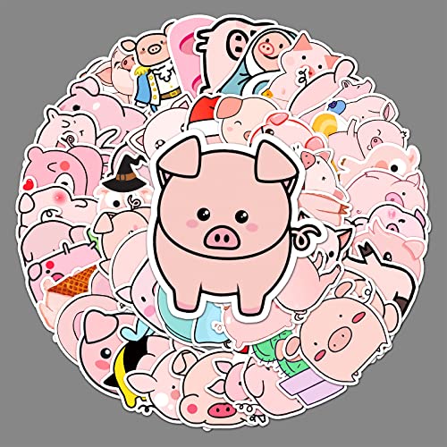 50pcs niedliche rosa Schwein-Aufkleber Kawaii Tier Aufkleber für Auto Fahrräder Skateboard Laptop Hydroflask Computer Handy Gitarre Skateboard,Vinyl wasserdichte Ästhetische Aufkleber für Kinder von LYLSDSB