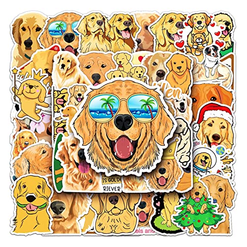 Golden Retriever Aufkleber 50 Stück niedlich Aesthetics Hunde Aufkleber für Laptop Wasserflasche Hydroflask Skateboard Computer Gepäck Auto,Vinyl Wasserdicht Tier Stickers für Kinder Jugendliche von LYLSDSB