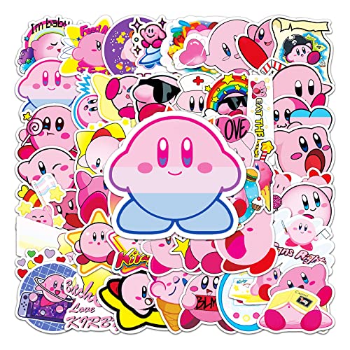 Kirby Aufkleber 50 Stück Cartoon Niedlich Game Kirby Stickers für Laptop Skateboard Gitarre Kühlschrank Scrapbook Gepäck Auto Motorrad,Wasserdicht Trendy Aesthetic Aufkleber für Jugendliche Kinder von LYLSDSB