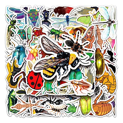 LYLSDSB 50 Stück Insekten Aufkleber Kawaii Tiere Vinyl wasserdichte Stickers für Laptop Skateboard Gepäck Scrapbooking Gitarre Fahrrad Auto Motorrad von LYLSDSB