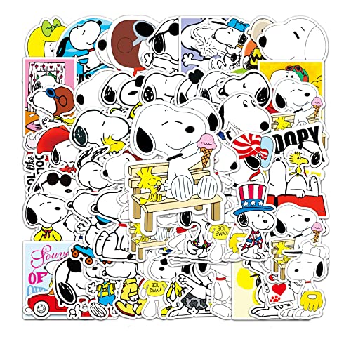 LYLSDSB 50 Stück Snoopy Stickers Vinyl Cartoon Hund Aufkleber für Laptop Skateboard Gepäck Scrapbook Auto Motorrad Gitarre Kühlschrank,Waterproof Ästhetische niedlich Aufkleber für Kinder von LYLSDSB