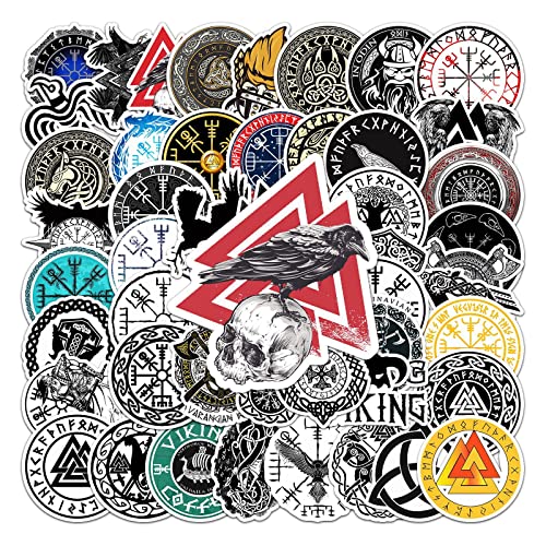 LYLSDSB 50 Stück Viking Piraten Aufkleber wasserdichte Trendy Vintage Aufkleber Vinyl Nordic Decals für Laptop Wasserflasche Skateboard Auto Fahrrad Handy Gitarre Computer Gepäck von LYLSDSB