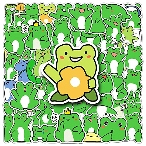 LYLSDSB Frosch Aufkleber 50 Stück Niedlich Wasserdicht Tier Aufkleber für Wasserflaschen Laptop Skateboard Auto Fahrrad Scrapbook Gepäck Gitarre,Vinyl Kawaii Cartoon Frösche Decal für Teenager Kinder von LYLSDSB