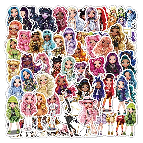 LYLSDSB Rainbow Dolls Aufkleber 50 Stück niedliche Cartoon Farbe Dolls Aufkleber für Skateboard Laptop Motorrad Auto Scrapbook Fahrrad,Kawaii Rainbow High Dolls Aufkleber für Kinder Teenager Mädchen von LYLSDSB