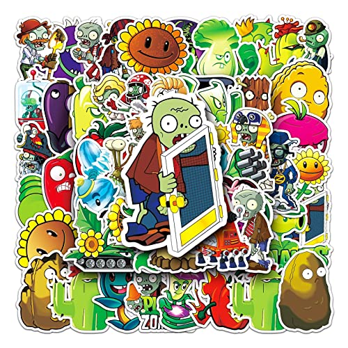 Plants vs. Zombies Aufkleber 50 Stück Wasserdicht Classic Game Aufkleber für Laptop Skateboard Scrapbook Gepäck Auto Computer Fahrrad Motorrad,Vinyl Cartoon Graffiti Aufkleber für Jugendliche Kinder von LYLSDSB