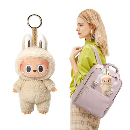 Labubu Plush Keychain, 17cm Labubu Monster Keychain, Labubu Kuscheltier, Labubu Plüsch Schlüsselanhänger, Labubu Plush Doll, Labubu Puppe, Geschenke für Jungen und Mädchen (Weiß) von LYNBLY