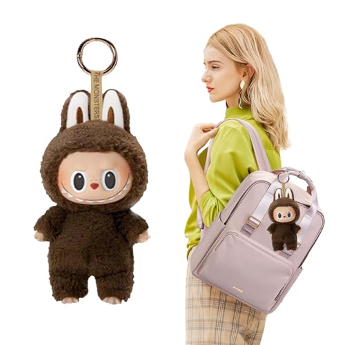 Labubu Plush Keychain, 17cm Labubu Monster Keychain, Labubu Kuscheltier, Labubu Plüsch Schlüsselanhänger, Labubu Plush Doll, Labubu puppe, Geschenke für Jungen und Mädchen (Braun) von LYNBLY