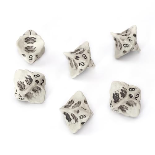 D8 Würfel Set - Set aus Sechs Würfel 8 Seitig - Skull & Bone / Schädel & Knochen W8 DND Würfel Für Pen and Paper, Dungeons & Dragons, Warhammer, D&D, Pathfinder, Magic The Gathering (MTG) (Weiß) von LYNX